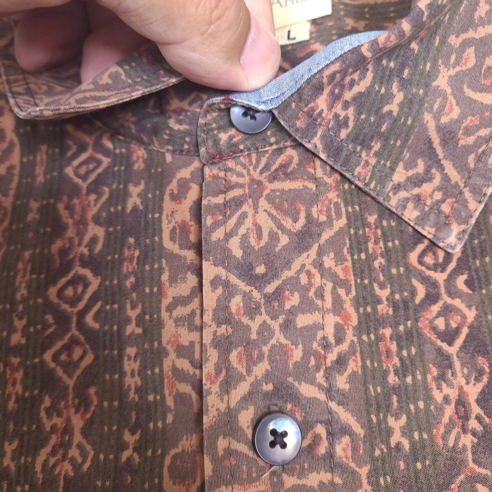 The‎ Territory Ahead Shirt Mens Large Tribal Aztec Button Up Short Sleeve